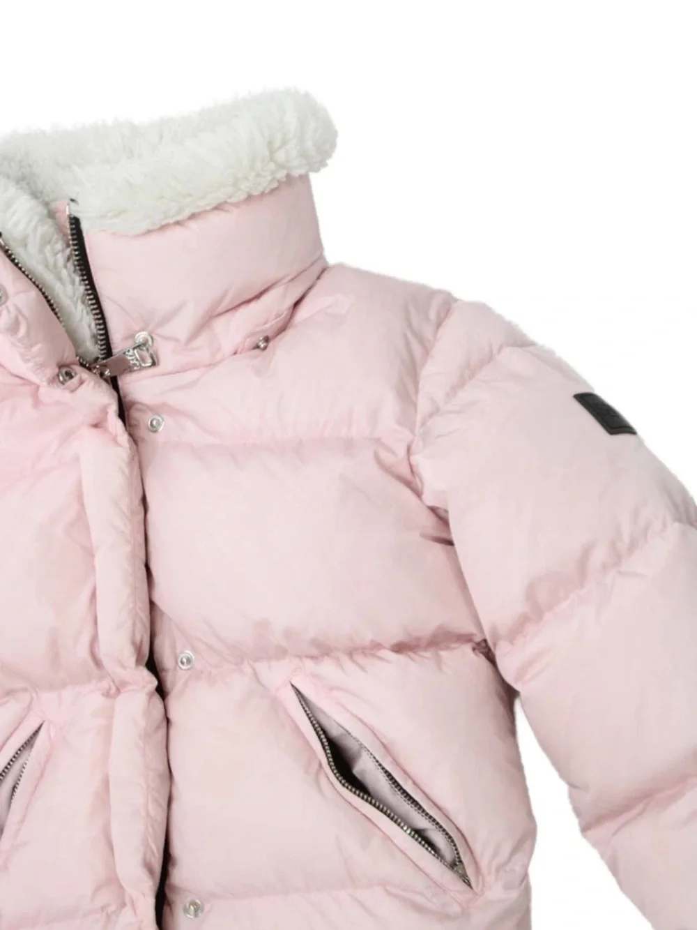 SAM Light Pink Puffer Jacket with Fur Collar